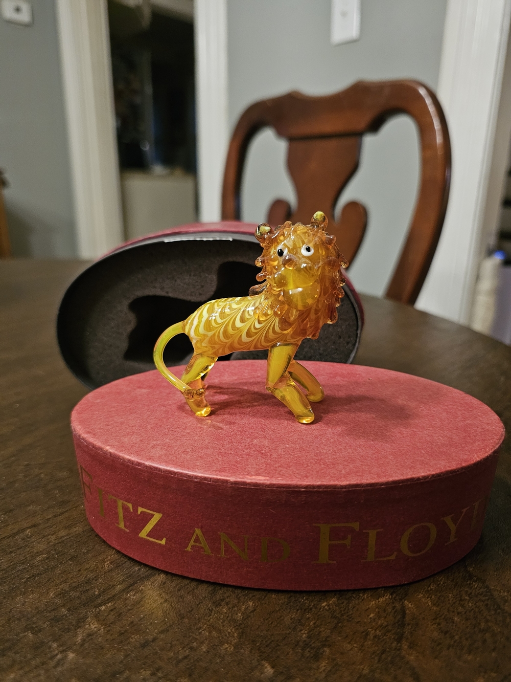 2004 Fitz and Floyd Glass Menagerie Lion Figurine (43/133) Vintage Blown Art